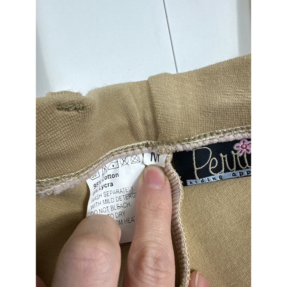 Perris Riding Apparel Tan Equestrian Breeches Womens Medium Knee Patch Pants - Picture 4 of 13